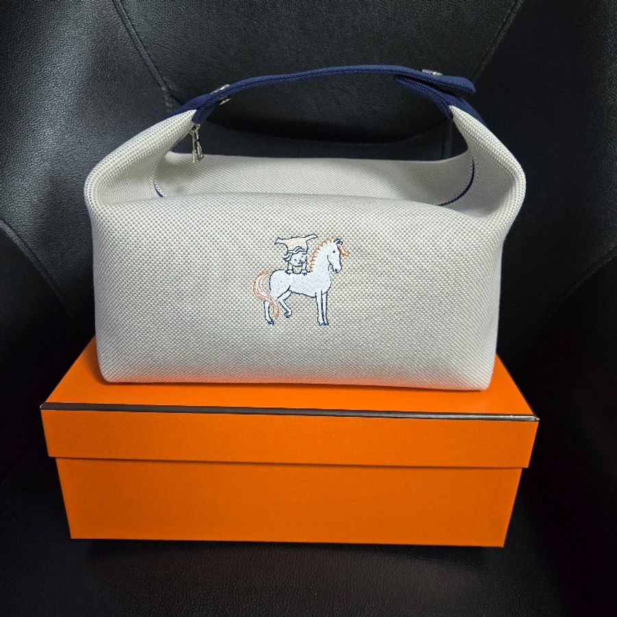 全新 HERMÈS 愛馬仕 Bride-a-Brac Cabriole 大飯盒包 珍珠灰-0