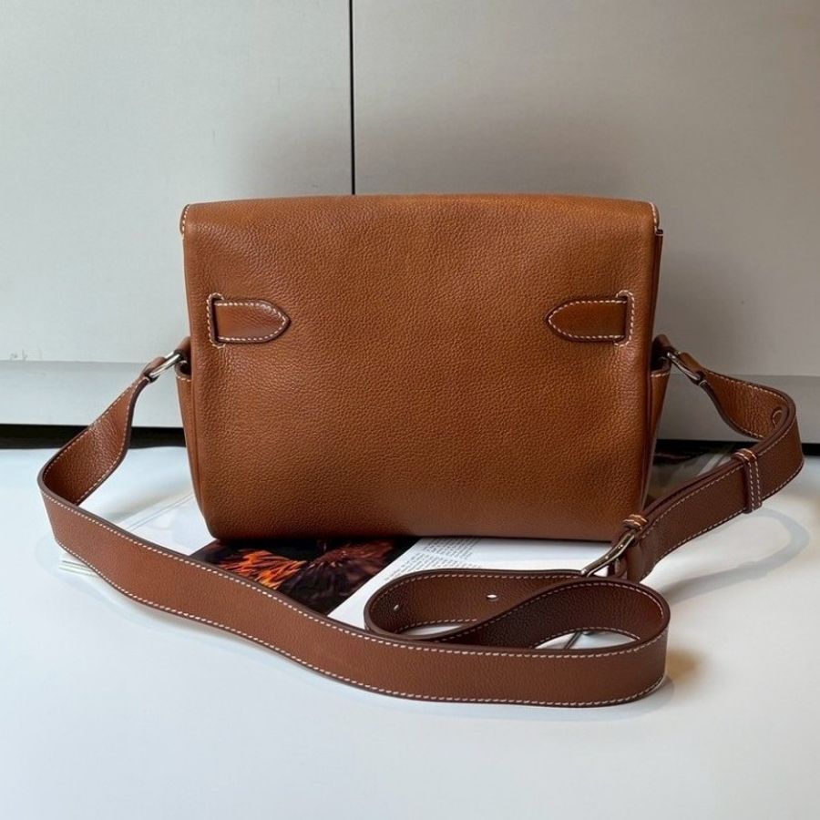 Hermes 銀釦凱莉郵差包 金粽馬鞍皮 Kelly messenger 24-2