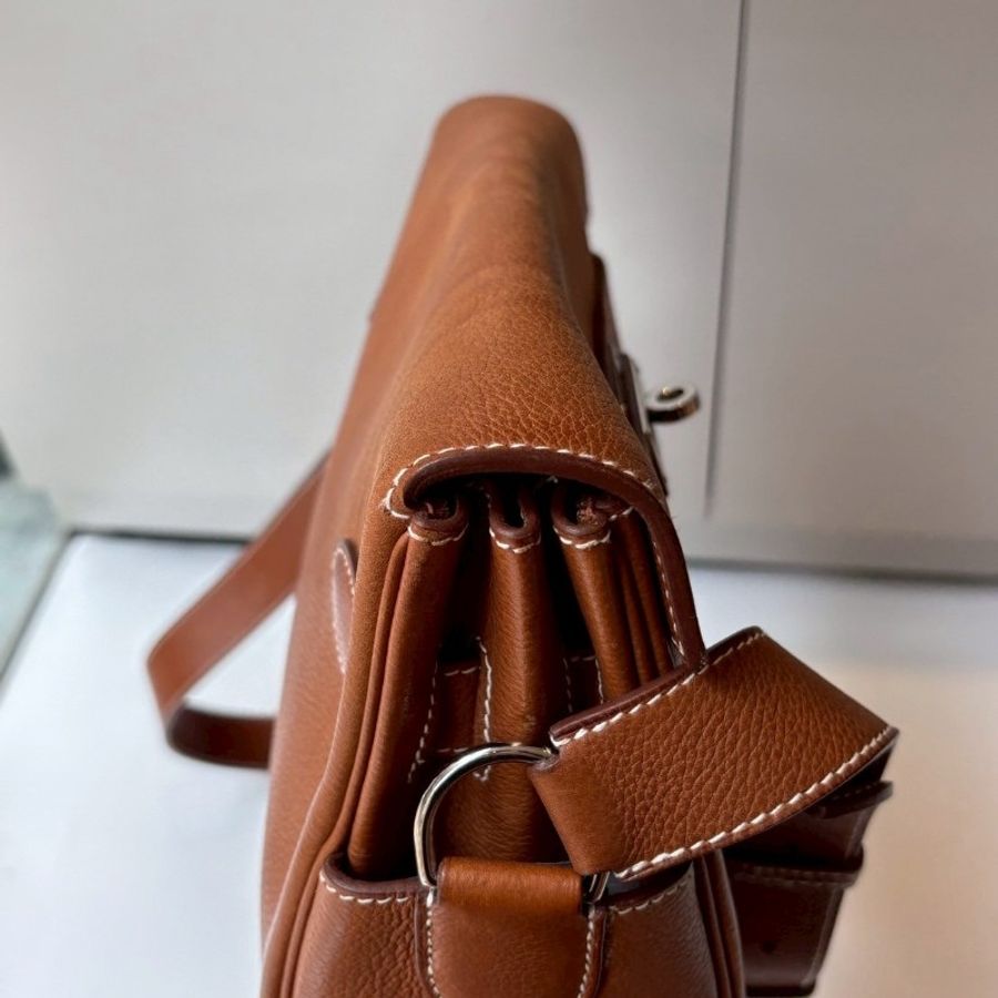 Hermes 銀釦凱莉郵差包 金粽馬鞍皮 Kelly messenger 24-11