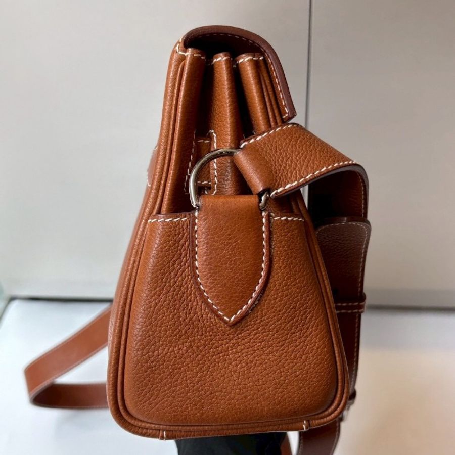 Hermes 銀釦凱莉郵差包 金粽馬鞍皮 Kelly messenger 24-14
