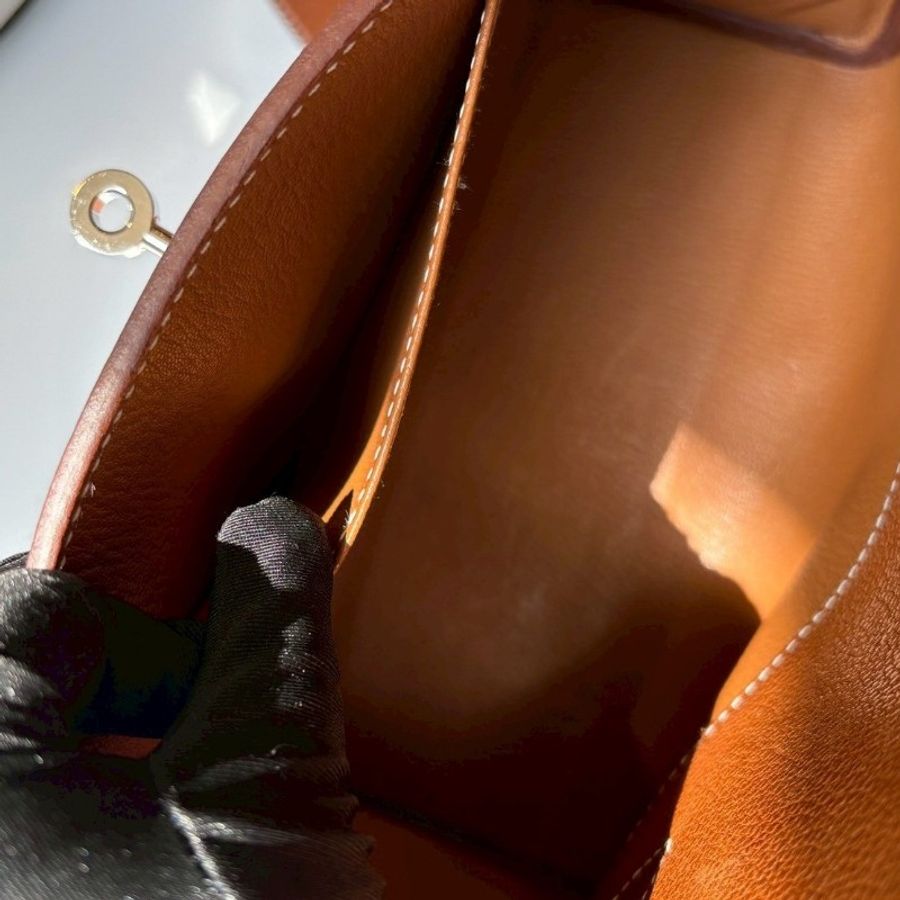 Hermes 銀釦凱莉郵差包 金粽馬鞍皮 Kelly messenger 24-17