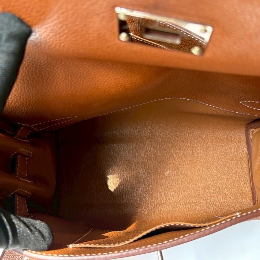 Hermes 銀釦凱莉郵差包 金粽馬鞍皮 Kelly messenger 24-19