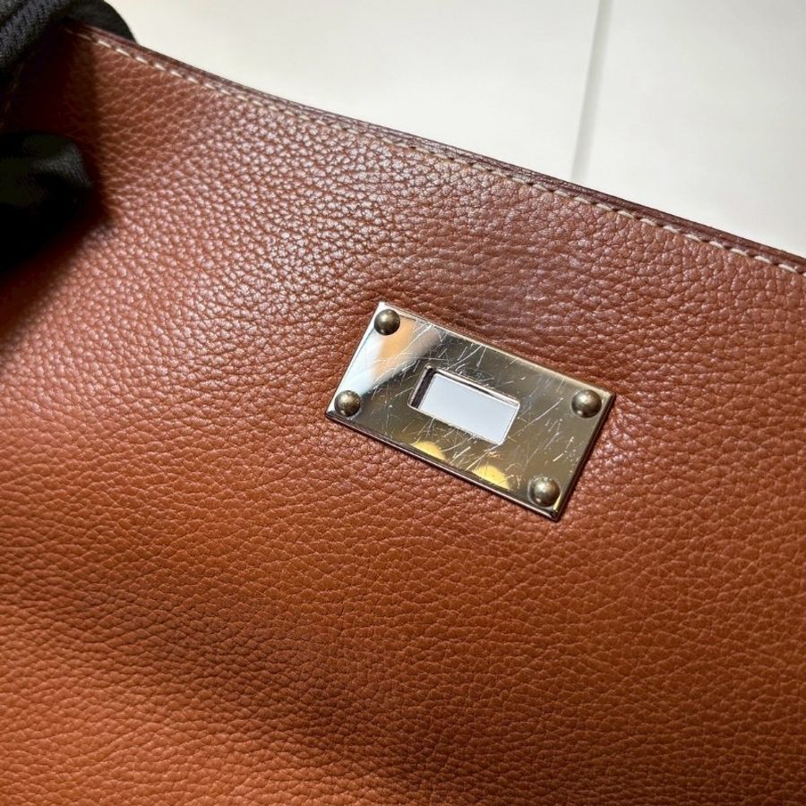 Hermes 銀釦凱莉郵差包 金粽馬鞍皮 Kelly messenger 24-21