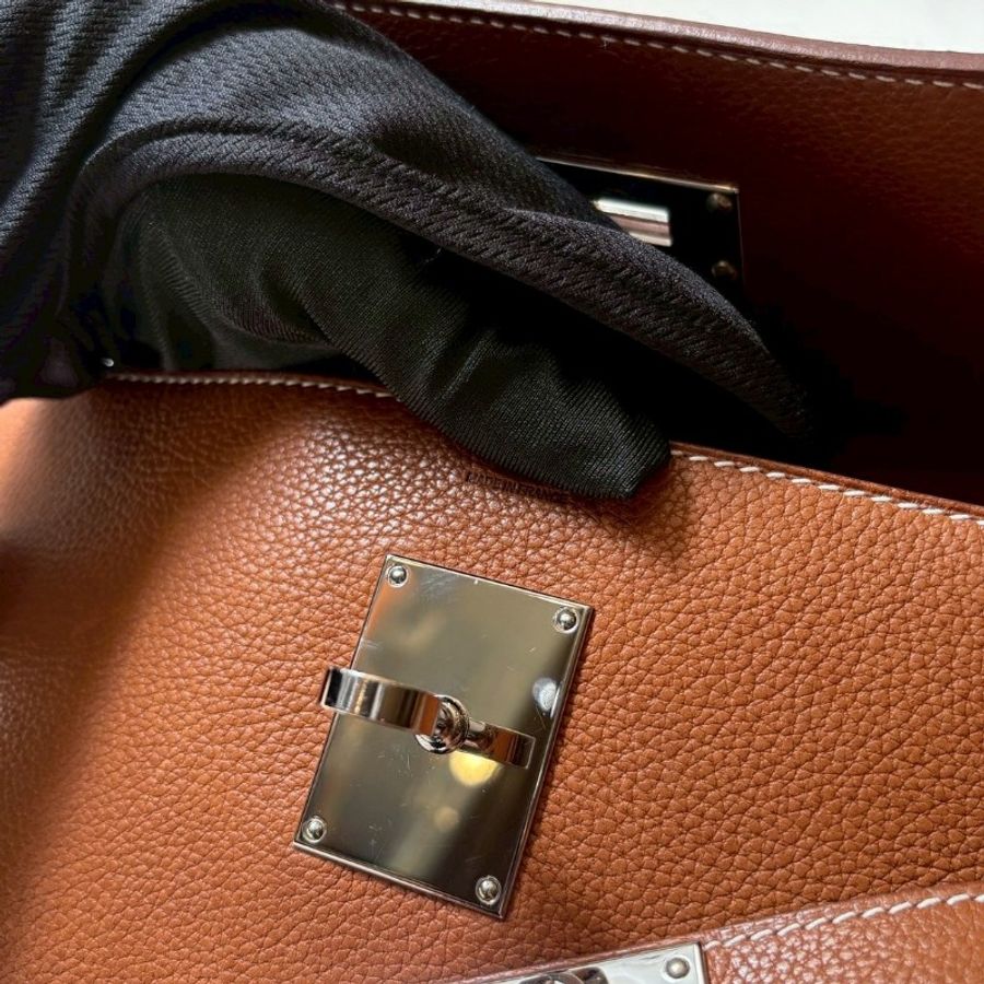 Hermes 銀釦凱莉郵差包 金粽馬鞍皮 Kelly messenger 24-23