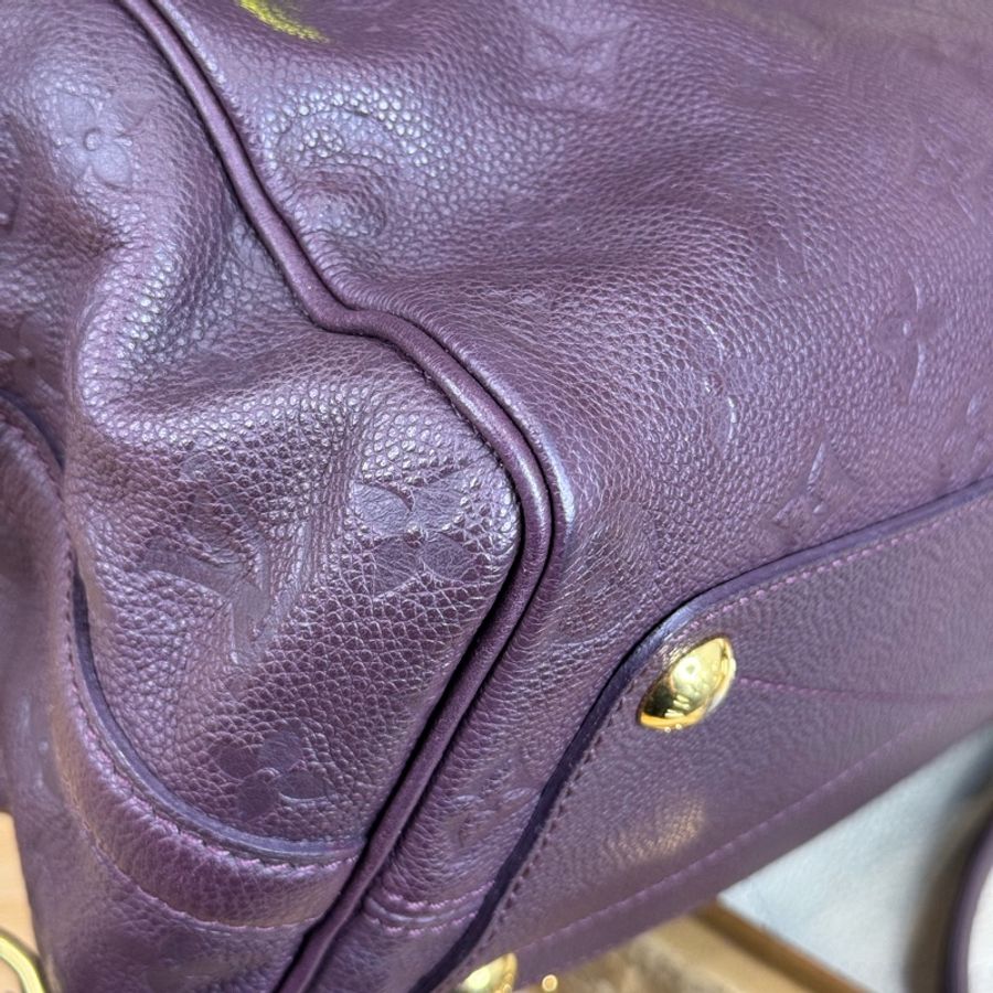 Louis Vuitton 酒紫壓紋老花Speedy 25/ 背帶款💜有便宜-2