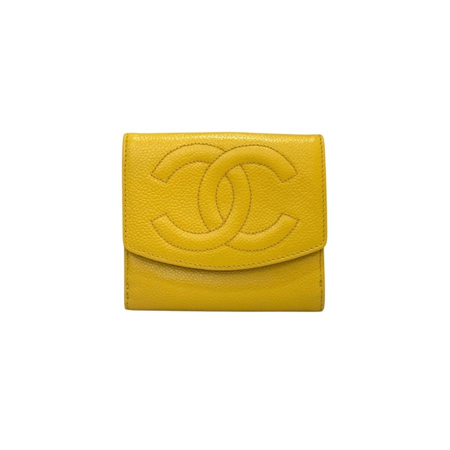 Chanel 黃色雙c短夾-0