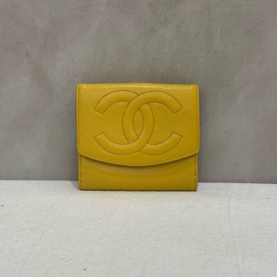 Chanel 黃色雙c短夾-5