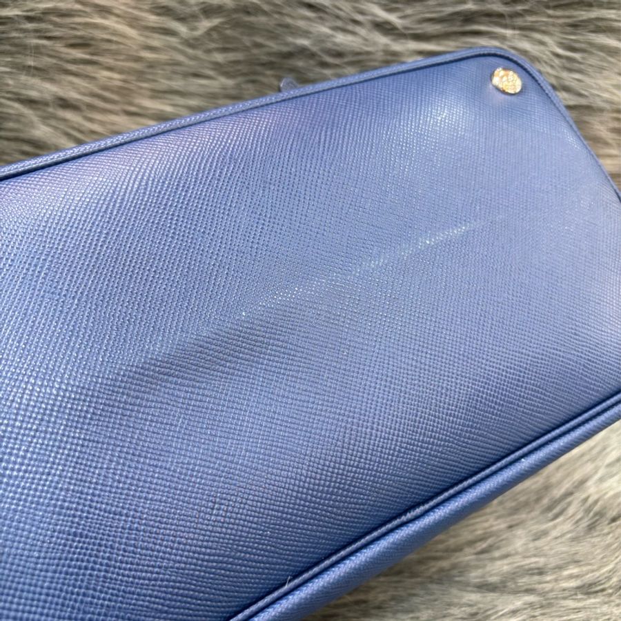 PRADA BN2821 深藍色牛皮 手提包殺手包公事包肩背包斜背包-18