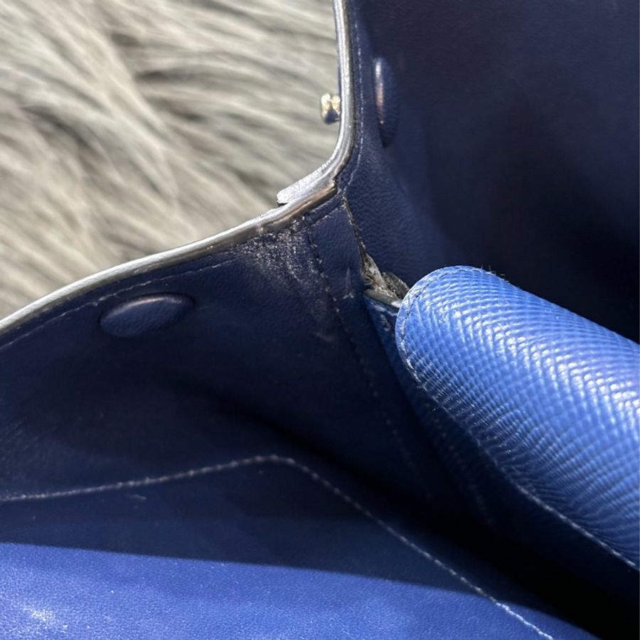 PRADA BN2821 深藍色牛皮 手提包殺手包公事包肩背包斜背包-47