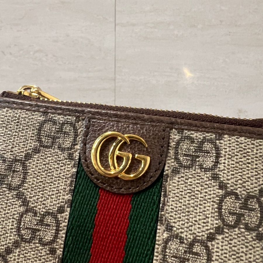 Gucci PVC咖牛皮Ophidia零錢卡包-1