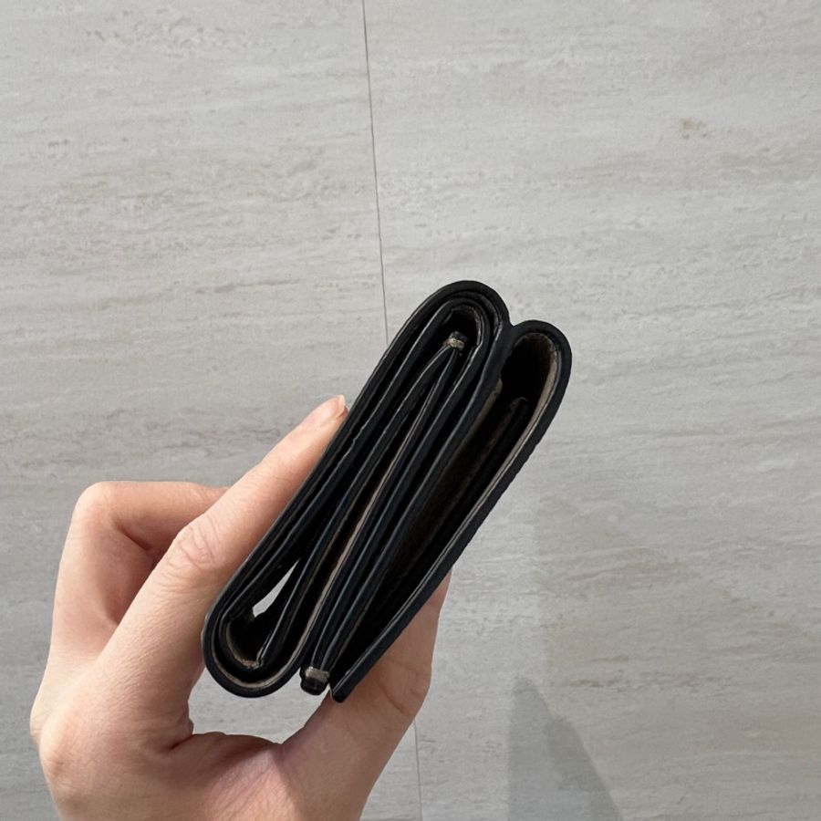 Loewe 沙色牛皮銀釦三折短夾-3