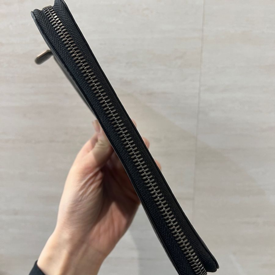 LV 黑棋盤格牛皮霧銀釦Zippy拉鏈長夾N63548-2