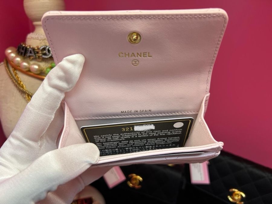 Chanel 19年皮革櫻花粉銀包卡套(Full set with copied receipt and card)-10