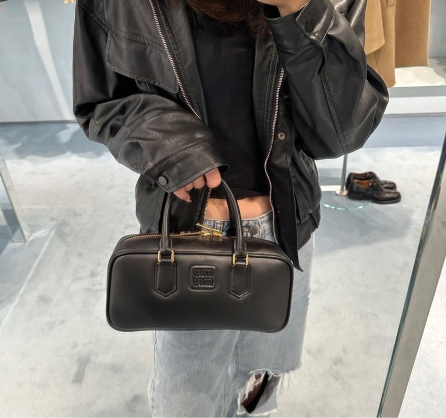 促銷品 Miu Miu Arcadie 皮革手袋 黑色-2