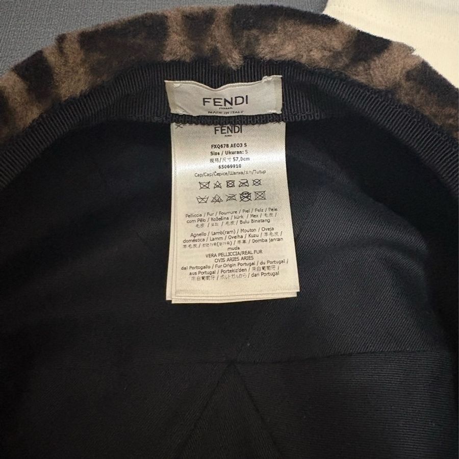 FENDI 棕色羊毛棒球帽報童帽 S號(57公分)-7