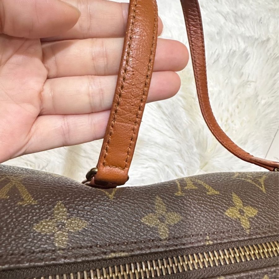 LV巴比龍30老花紅皮圓筒包-4