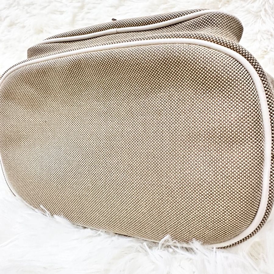 PRADA 緹花刺繡LOGO蝴蝶結設計帆布束口手提斜背水桶包-4