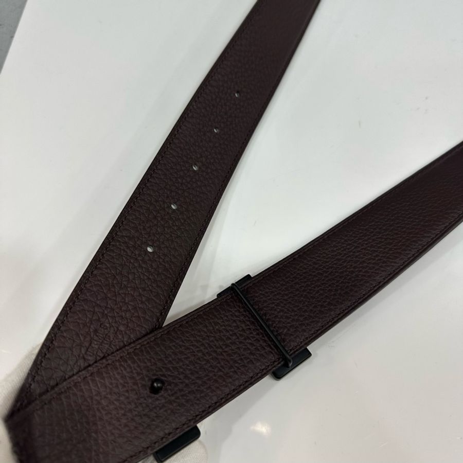 hermes 啞光黑BOX皮拼咖啡色TOGO皮 H字皮帶 100x3.5-6