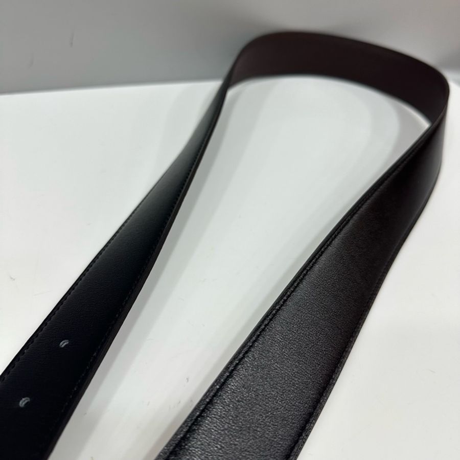 hermes 啞光黑BOX皮拼咖啡色TOGO皮 H字皮帶 100x3.5-10