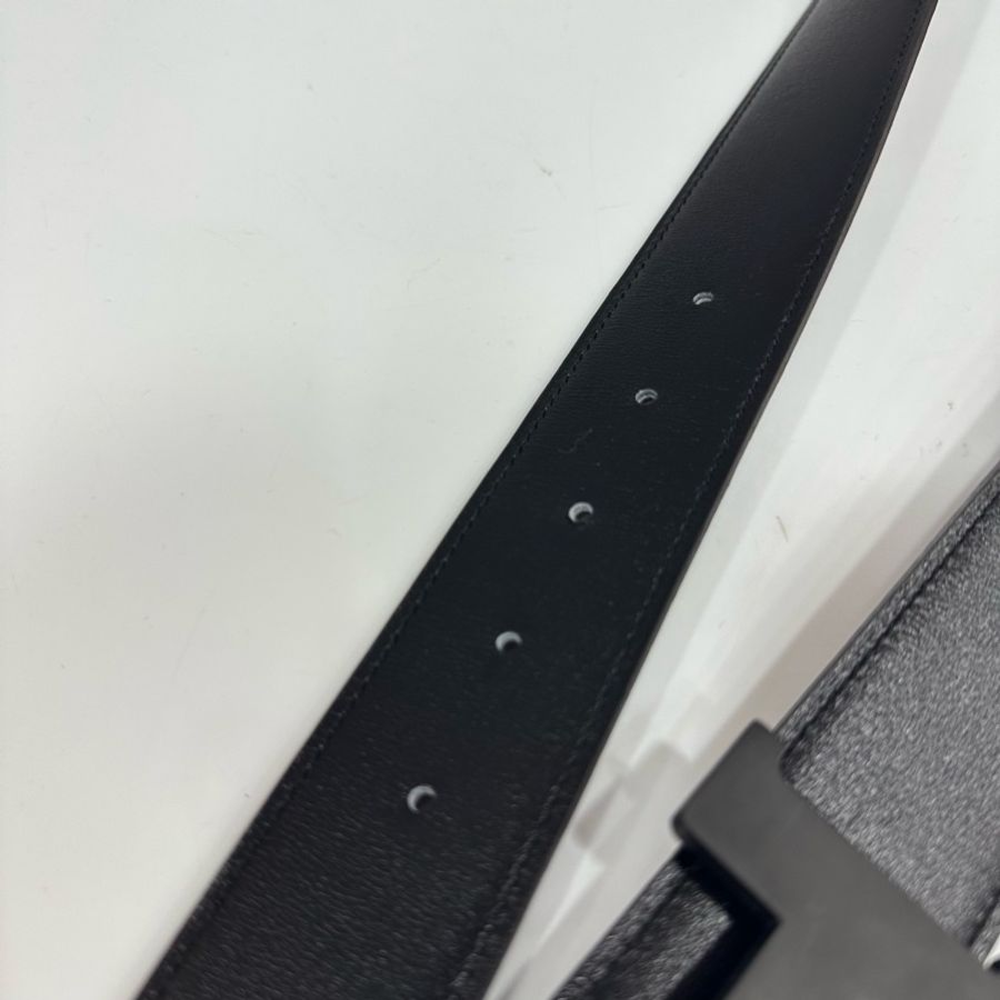 hermes 啞光黑BOX皮拼咖啡色TOGO皮 H字皮帶 100x3.5-11