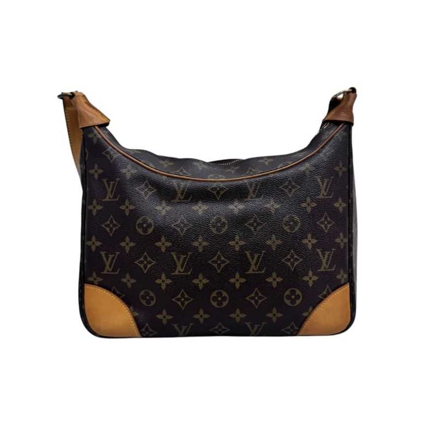 【LOUIS VUITTON】Monogram 啡色老花 Boulogne 牛角包 金扣 中古款 L0791-1