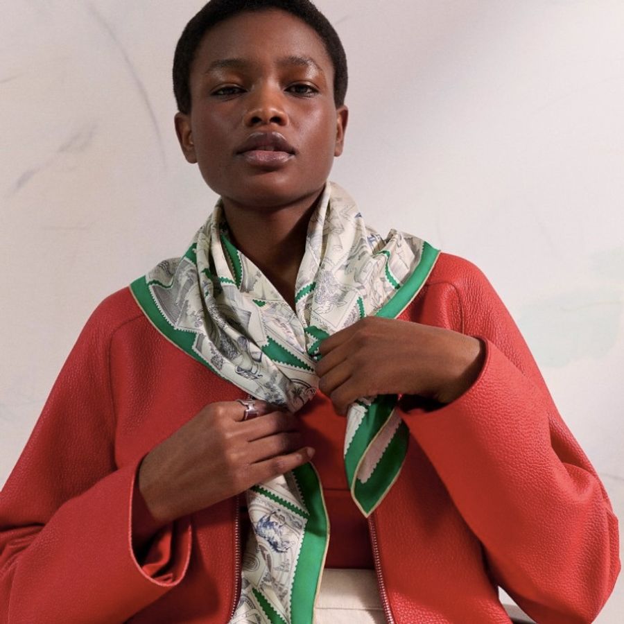 全新 HERMÈS 愛馬仕 Le Philateliste du Faubourg “福寶集郵者” 90方巾-6