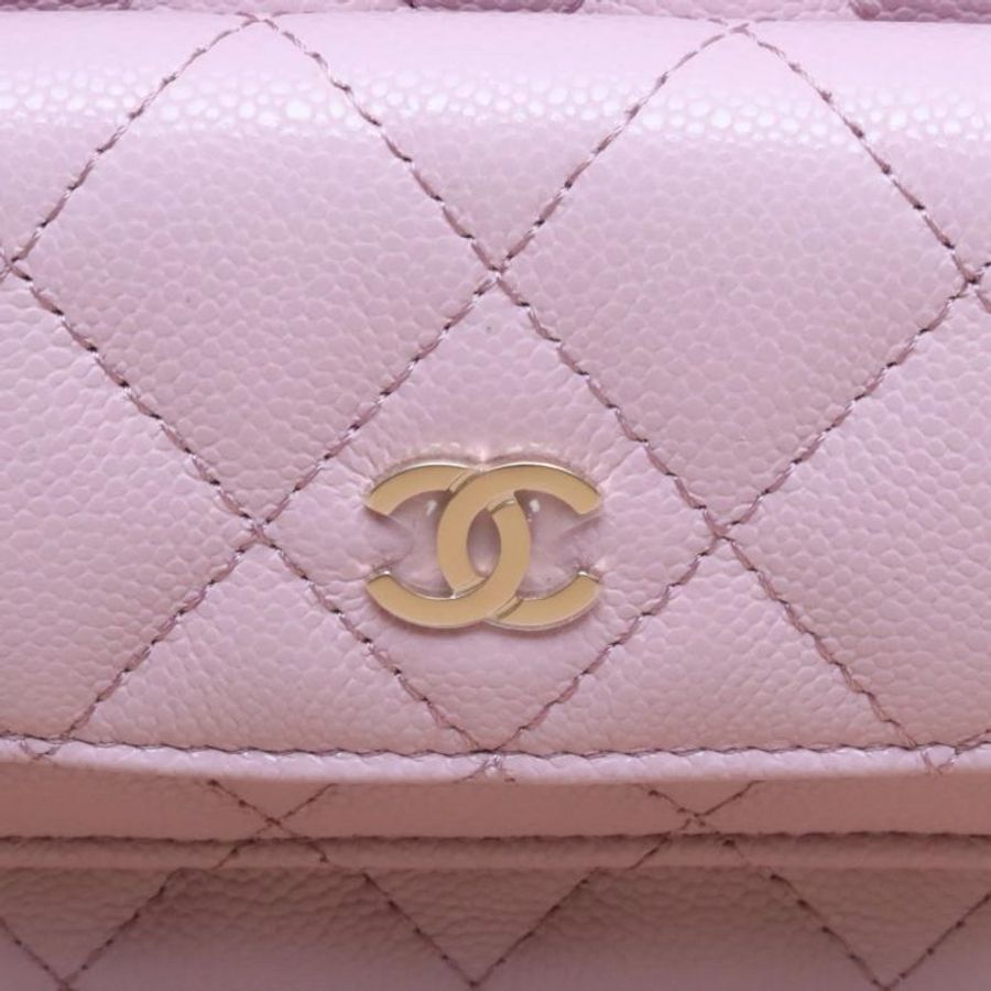 CHANEL(香奈兒) 24C 手提前口袋雙肩包 13cm 粉色 荔枝 鐳射標 金扣-5