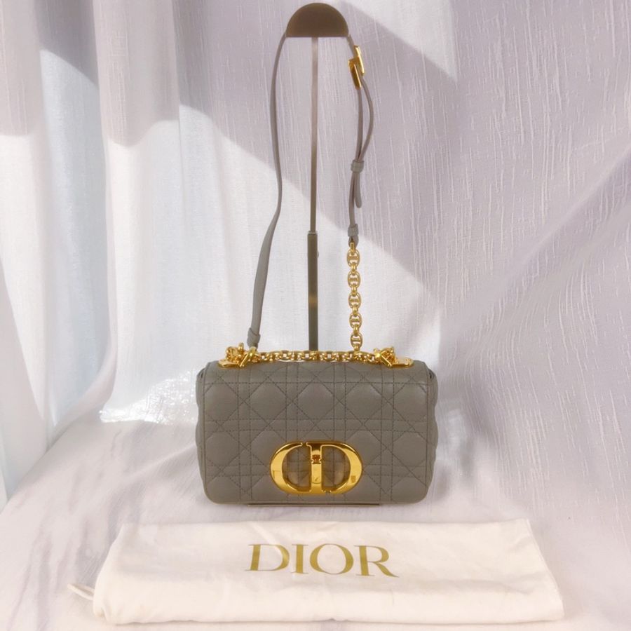 98新以上Dior 迪奧 Caro小號手袋 灰金經典配色 優雅又實用 可單肩可斜挎-11