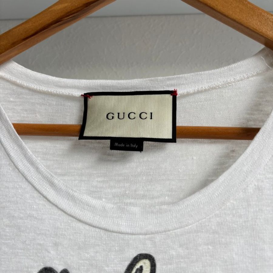 ::GUCCI:: 立體草莓圖樣刺繡 白色短袖上衣-5