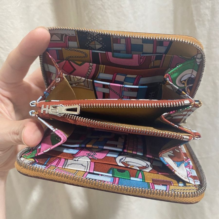 愛馬仕Hermes 絲巾短夾 2s 芝麻色-2