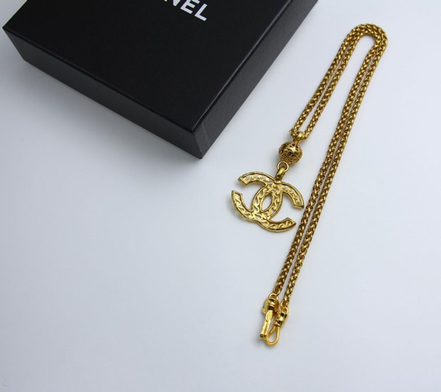 Chanel Vintage 95A波浪形空心圓球吊墜項鏈-4