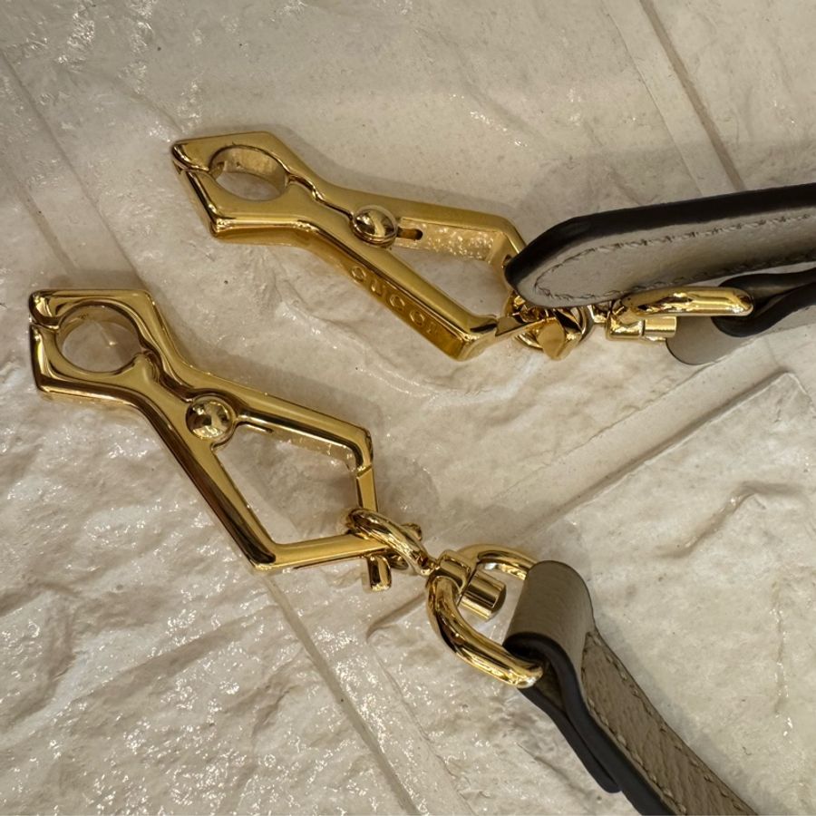 Gucci白色pvc紅綠織布手提兩用包-26