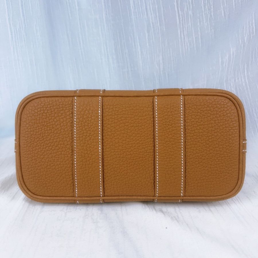 全新 愛馬仕/Hermes mini garden party 金棕配米 银扣 k刻度-8