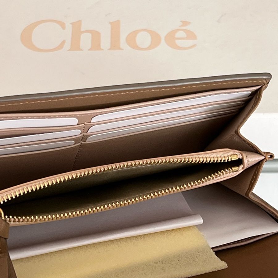 CHLOE 雙層長夾錢包 焦糖色(全新未使用)-5