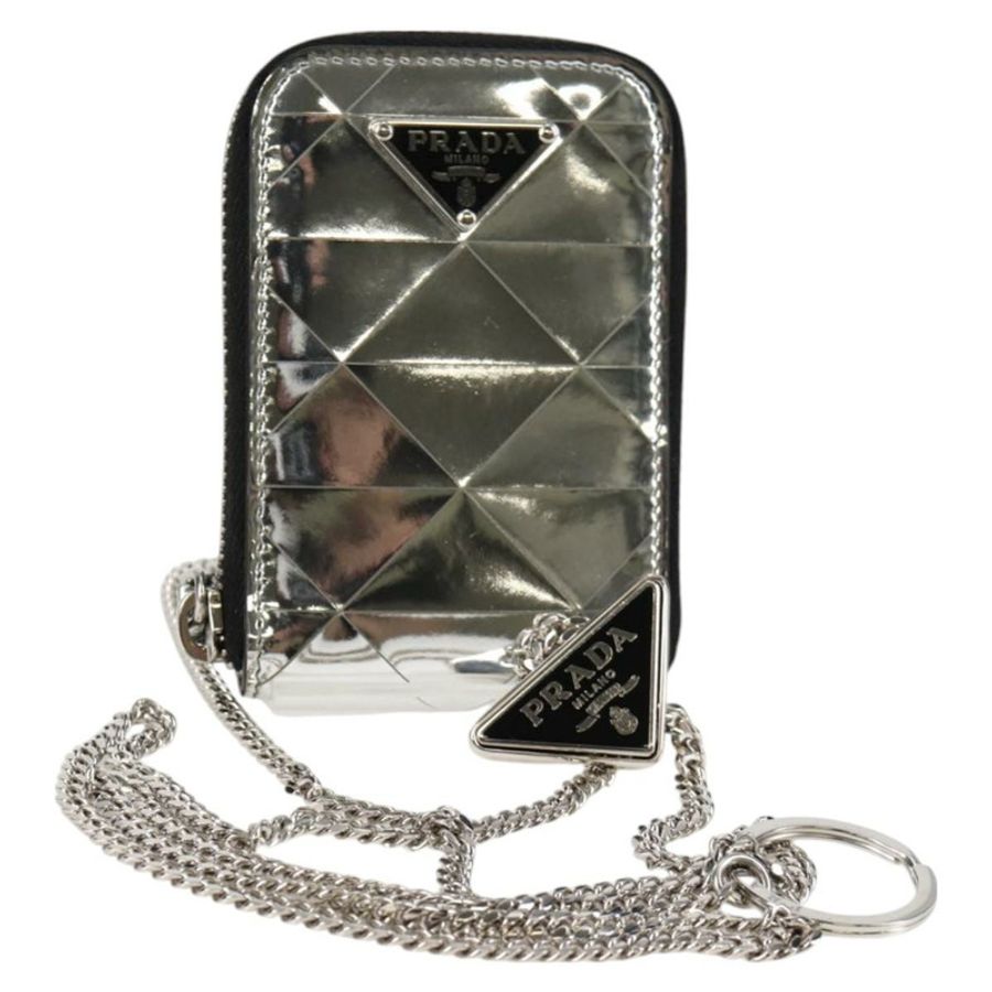 【日本直送】PRADA 項鍊肩帶包三角面板銀色款 Auth 118871M-0