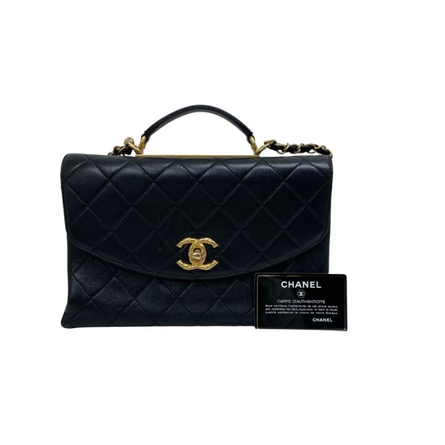 【CHANEL】黑色 Lambskin 金扣 手柄鏈條包 Chain Shoulder Bag（二手） J2541-15