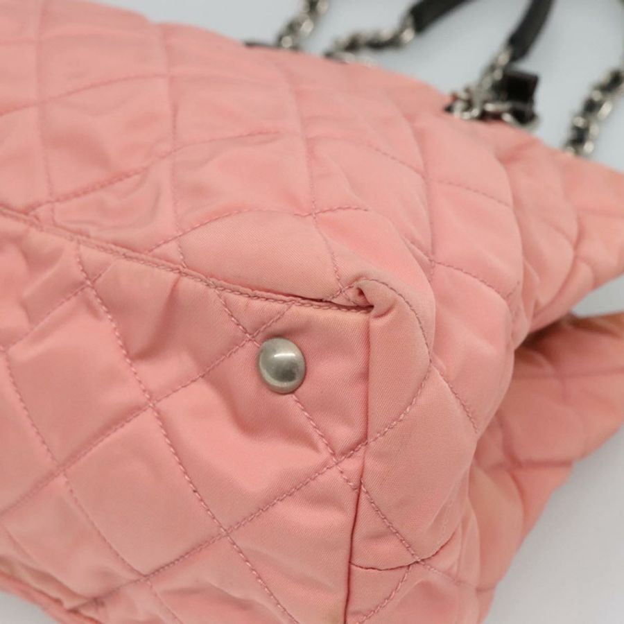 【日本直送】PRADA 尼龍粉紅銀色鏈條單肩包 正品 125615-7