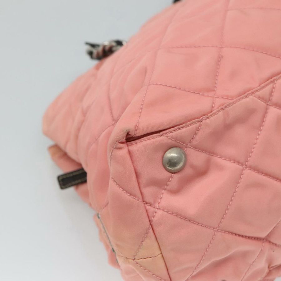 【日本直送】PRADA 尼龍粉紅銀色鏈條單肩包 正品 125615-14