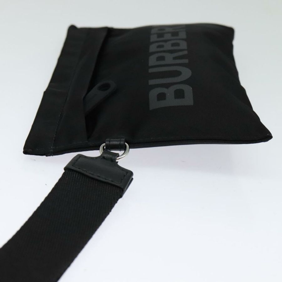 【日本直送】BURBERRY 尼龍手拿包 黑色 銀色 正品 118845-2