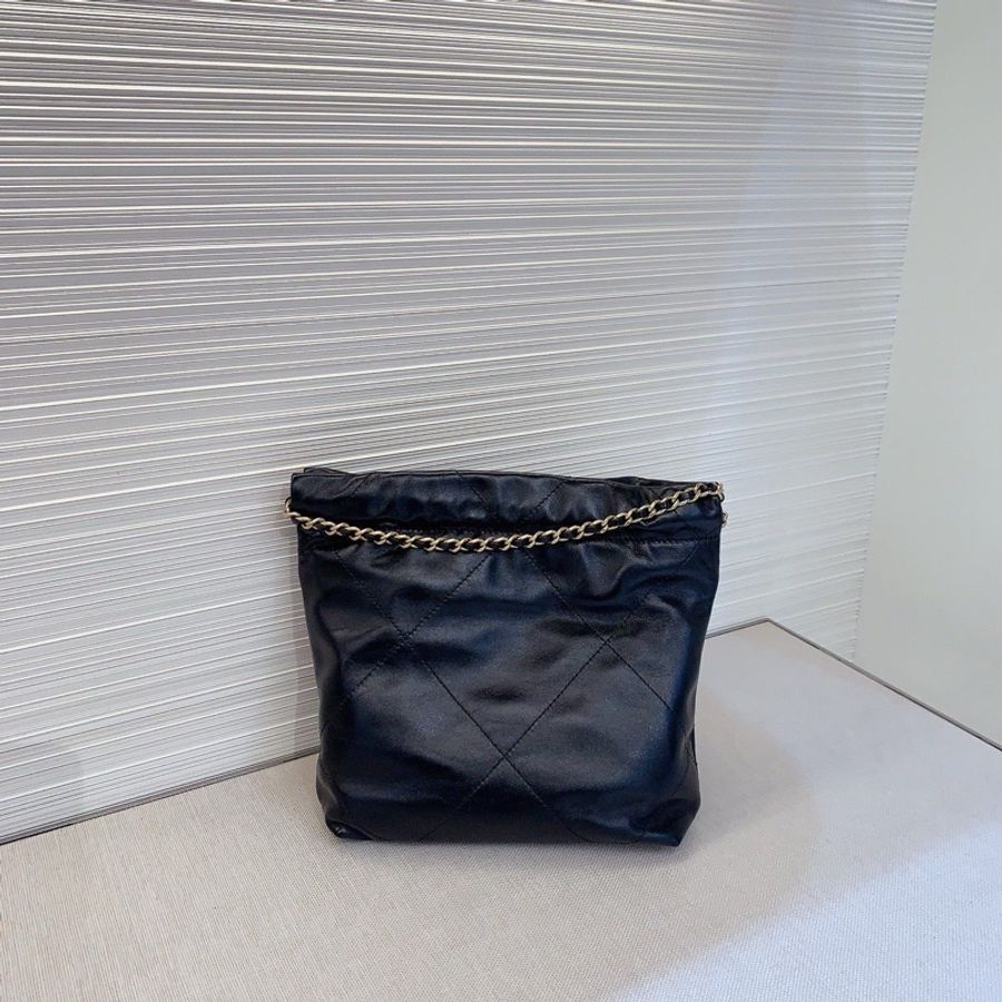 99新 CHANEL香奈儿 22bag迷你黑金垃圾袋 24年小票 黑金经典+垃圾袋真香 顶级小牛皮耐磨抗造!-6