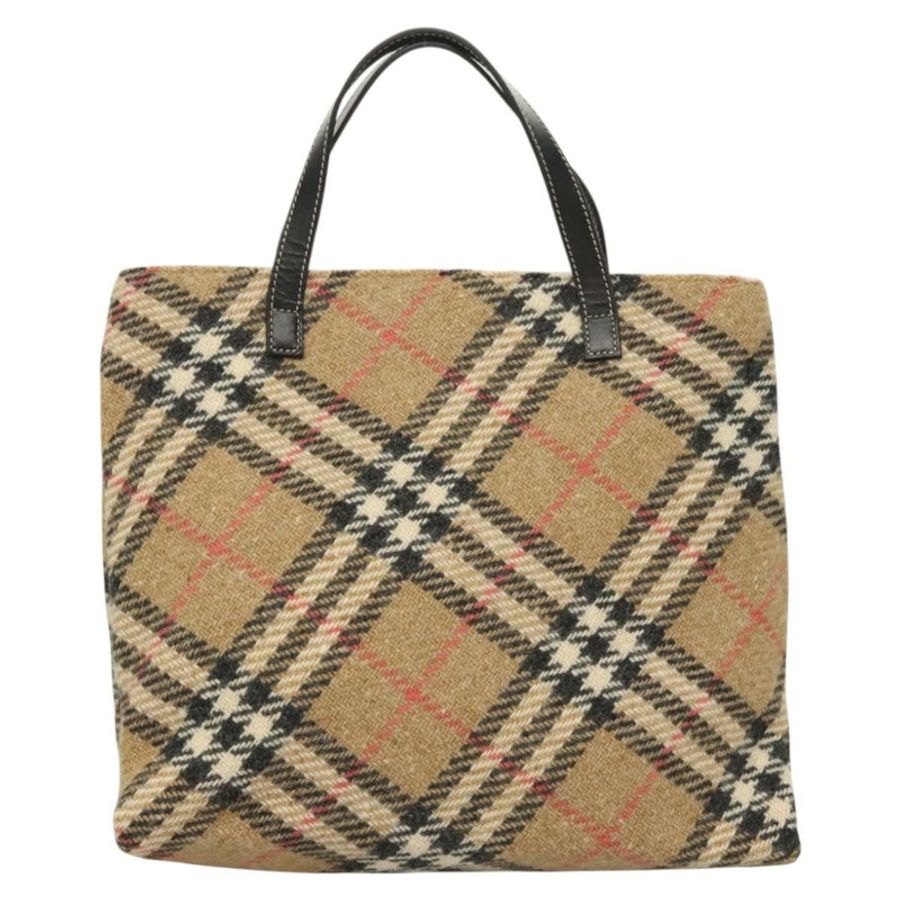 【日本直送】BURBERRY Nova 格紋手提包 羊毛 米色 金色 正品 124760-1
