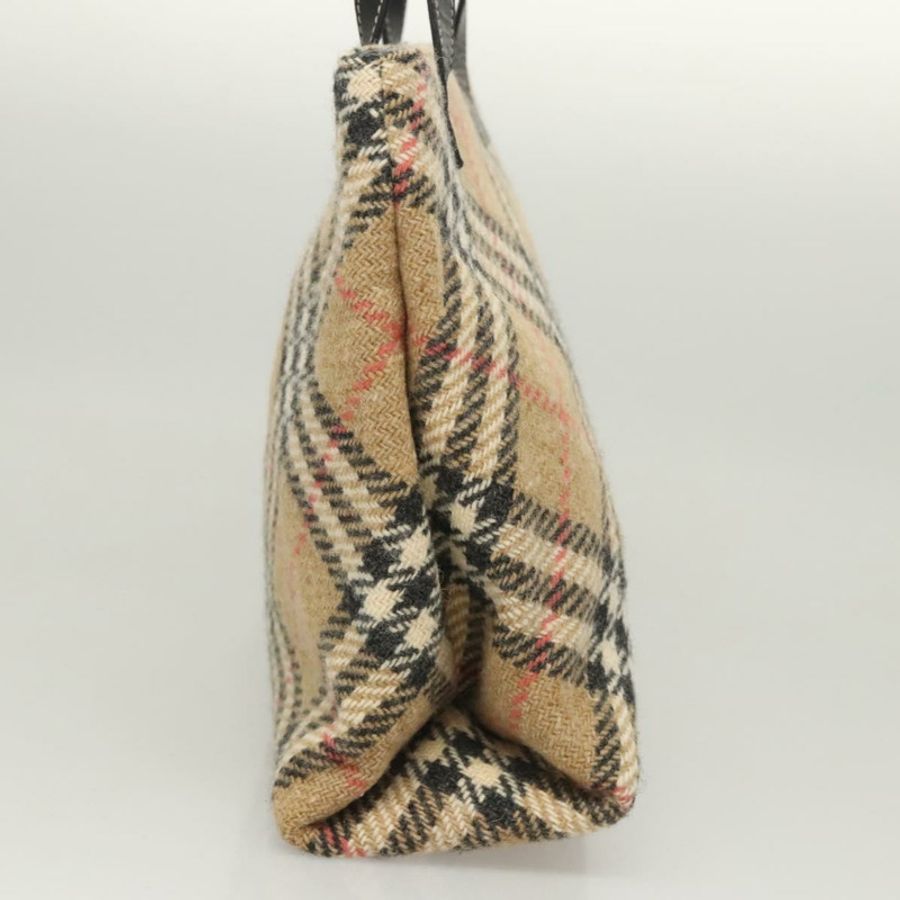 【日本直送】BURBERRY Nova 格紋手提包 羊毛 米色 金色 正品 124760-2