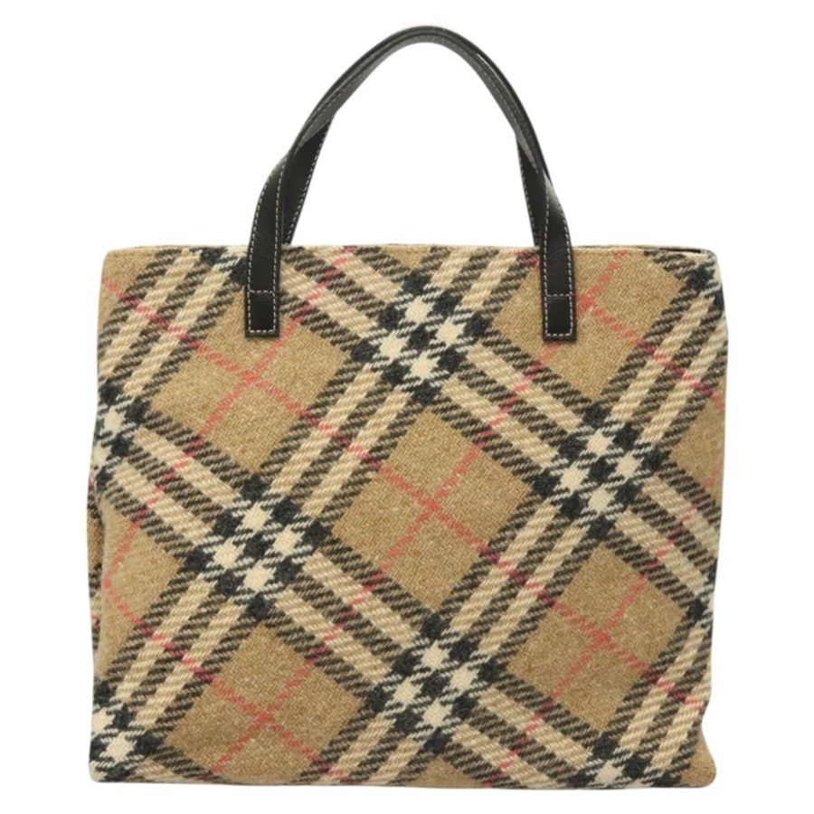 【日本直送】BURBERRY Nova 格紋手提包 羊毛 米色 金色 正品 124760-12