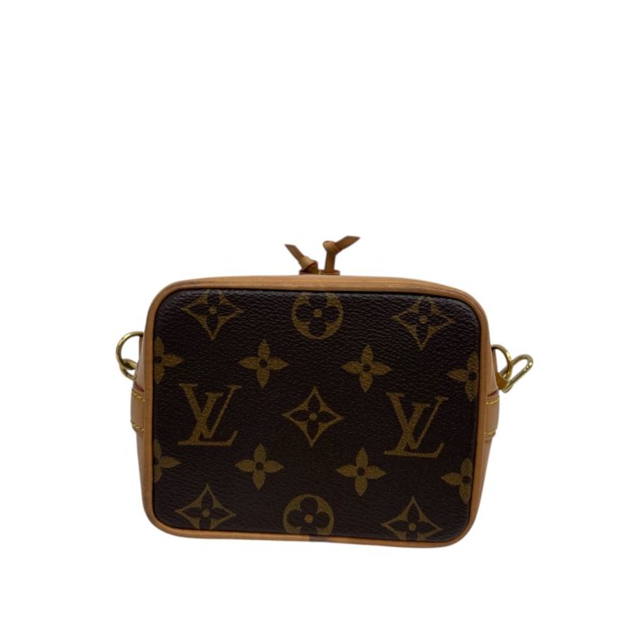 【LOUIS VUITTON】Monogram 啡色老花 Noé Nano 水桶包 金扣款 M81266 附晶片(二手)L0687-4