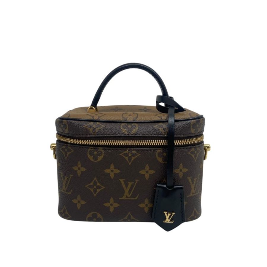 【LOUIS VUITTON】Monogram Reverse Vanity 啡色老花 金扣 化妝包(二手)M3161-16