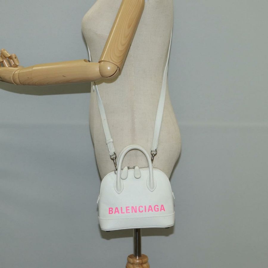 【日本直送】BALENCIAGA Ville 手提包,皮革材質,兩用,白色,貨號 550646,正品編號 126183M-25