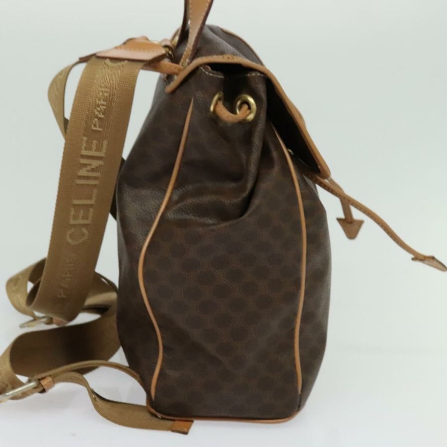 【日本直送】CELINE Macadam帆布雙肩包 PVC皮革 棕色 金色 正品 121237-3