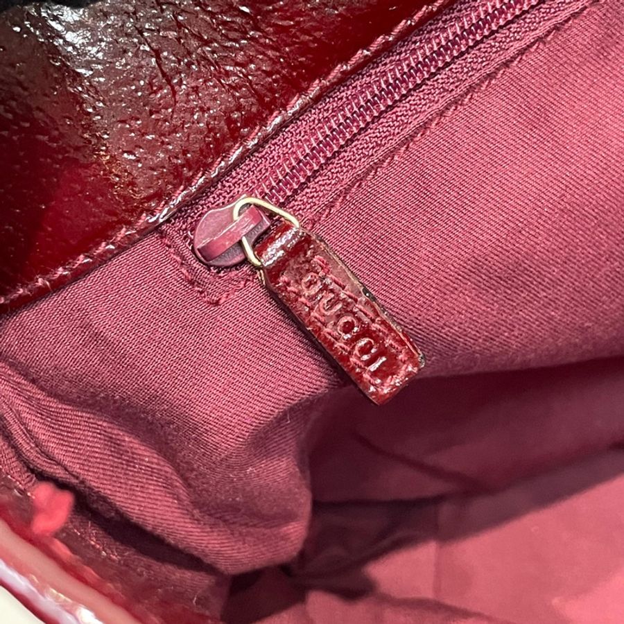 Gucci 古馳 米色老花紅邊手拎包 小Tote Bag X881-20