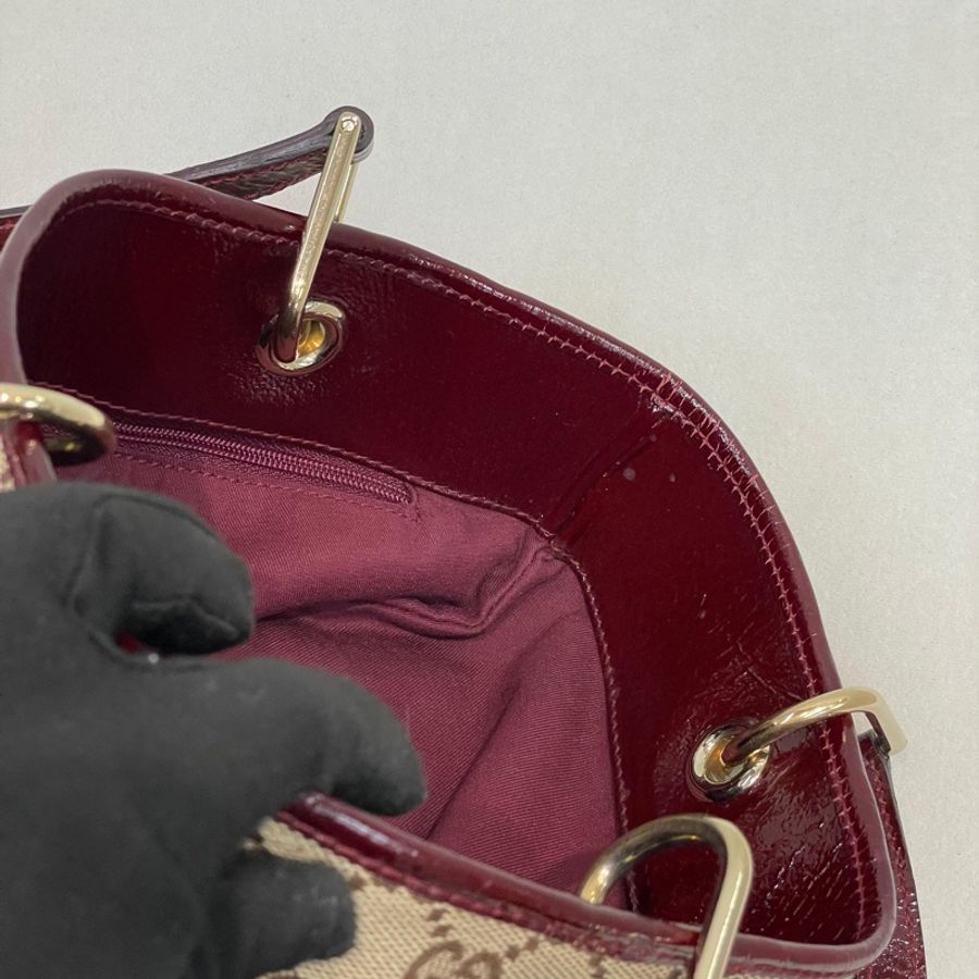 Gucci 古馳 米色老花紅邊手拎包 小Tote Bag X881-24