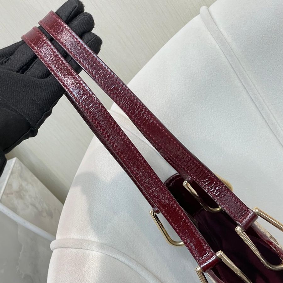 Gucci 古馳 米色老花紅邊手拎包 小Tote Bag X881-32